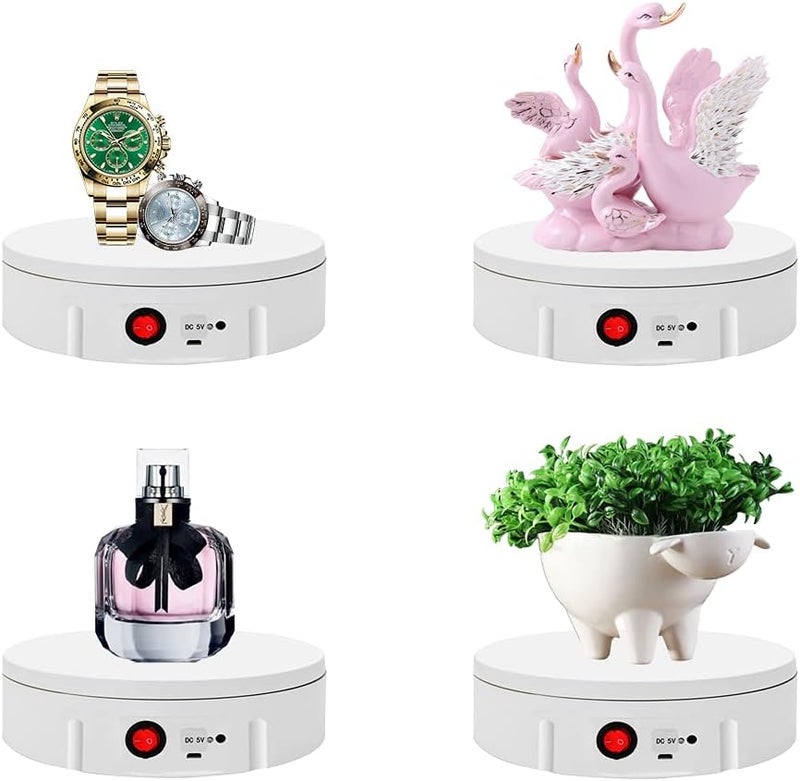 JAYEGT Motorized Rotating Display Stand, 330Lbs Load，360 Degree Electric Rotating Turntable for Photography Products Display，Live Video Show,Remote Control Angle, Speed (White/8.66inch /Wired) - Image 4